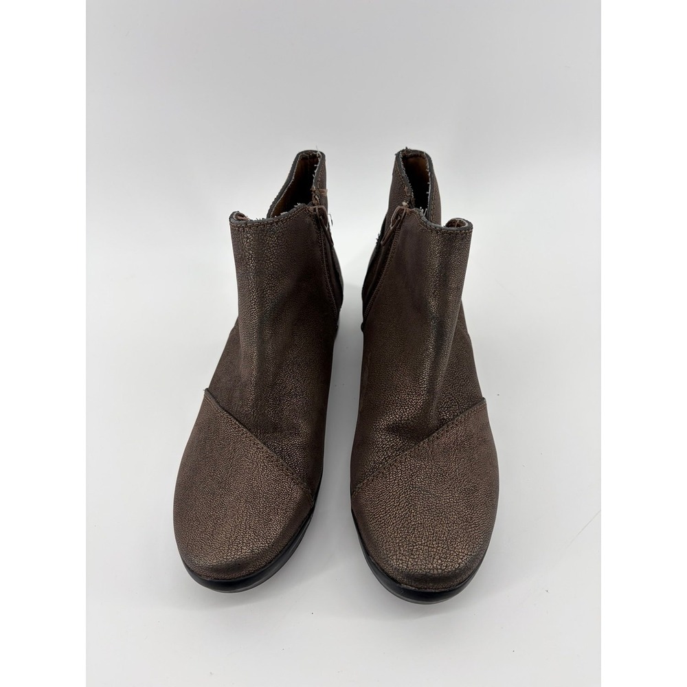 Clarks Cloudsteppers Boot, Brown Ankle Booties Zip‎ Wedge Comfort, Women 8.5
